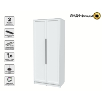 Шкаф распашной Тренд КТ-Ш2 (Белый платинум ЛДСП/ Белый ЛМДФ) Ш918 В2128 Г547